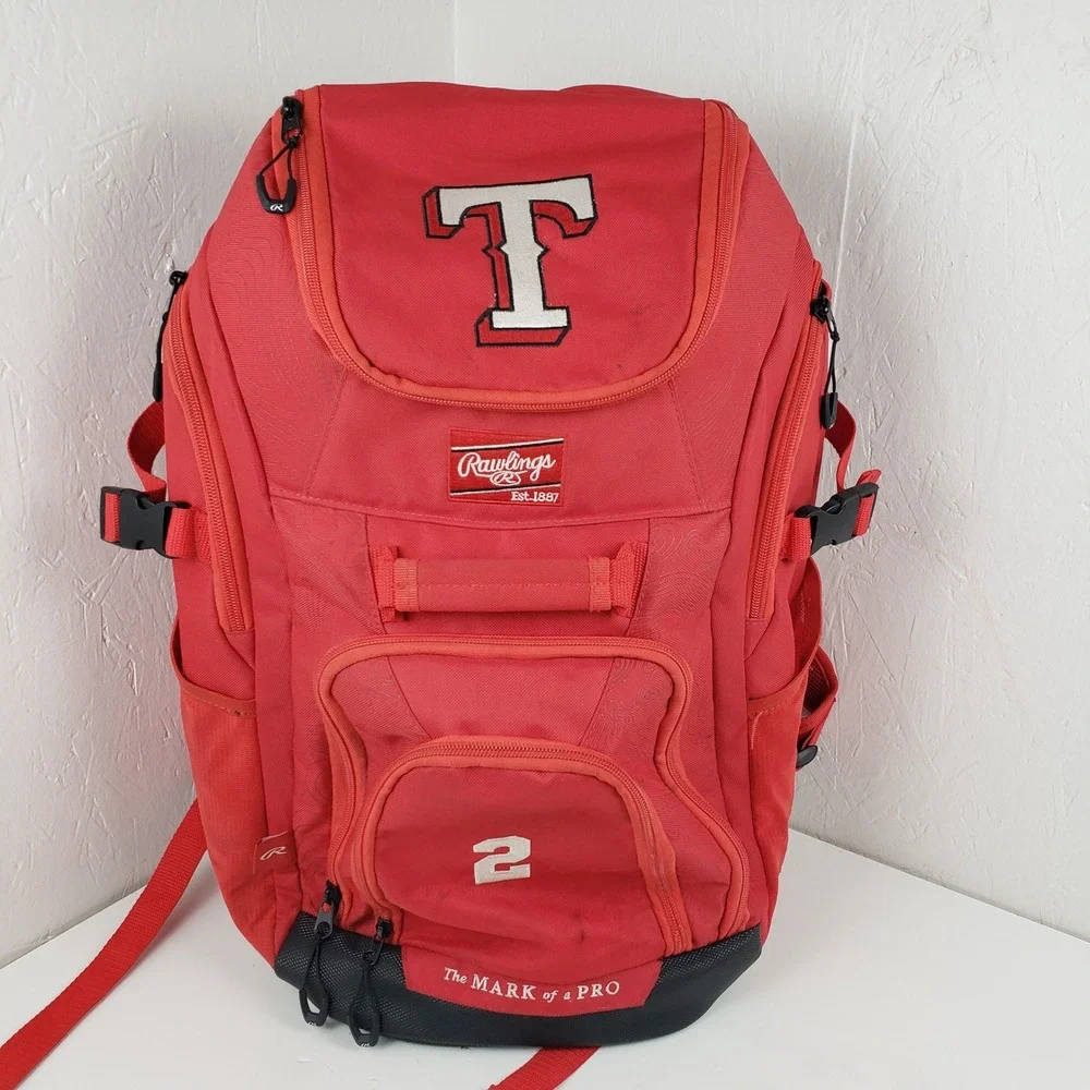 Rawlings Franchise 2 Players Red Baseball Backpack Equipment Bag T Logo